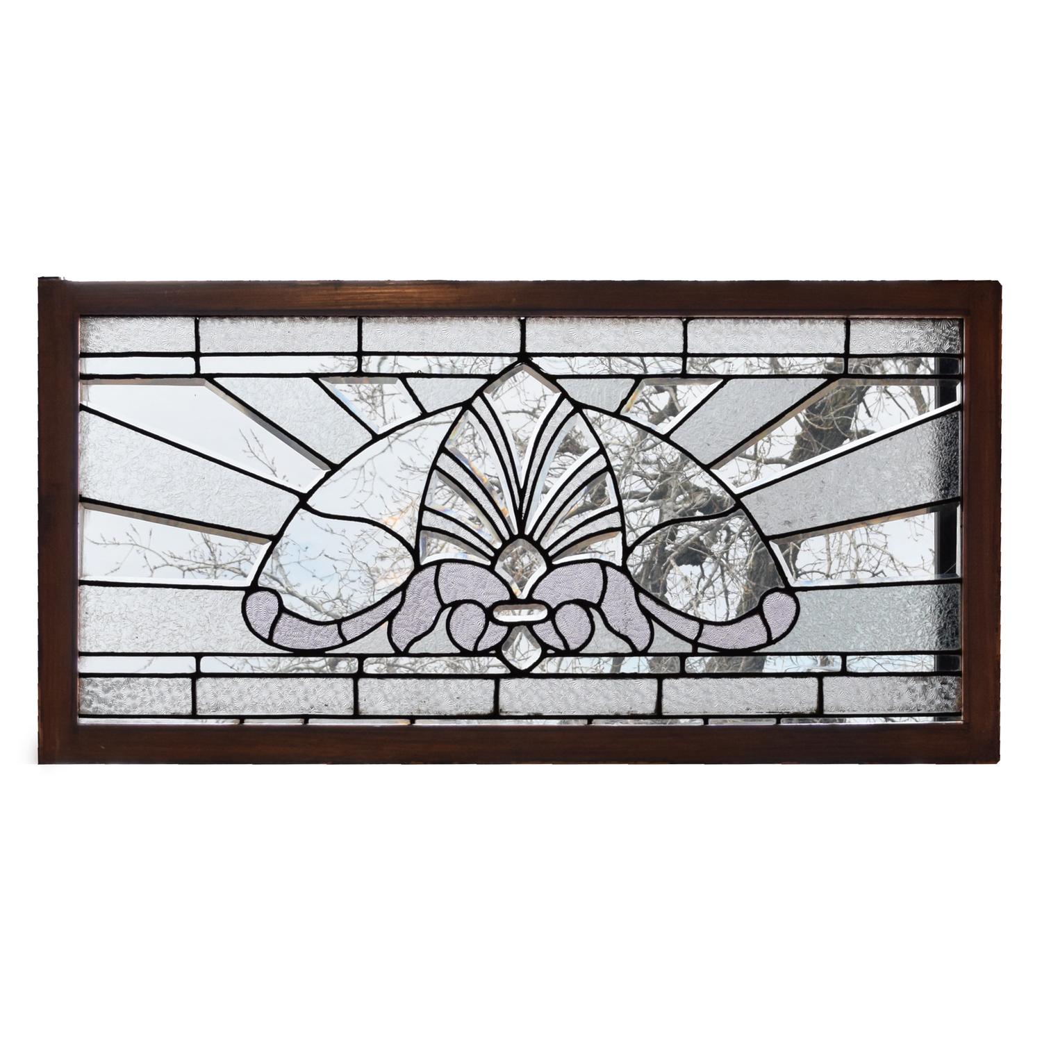 A Leaded Glass Window 48" W x 2" D x 24.5" H — United States, 19th Century