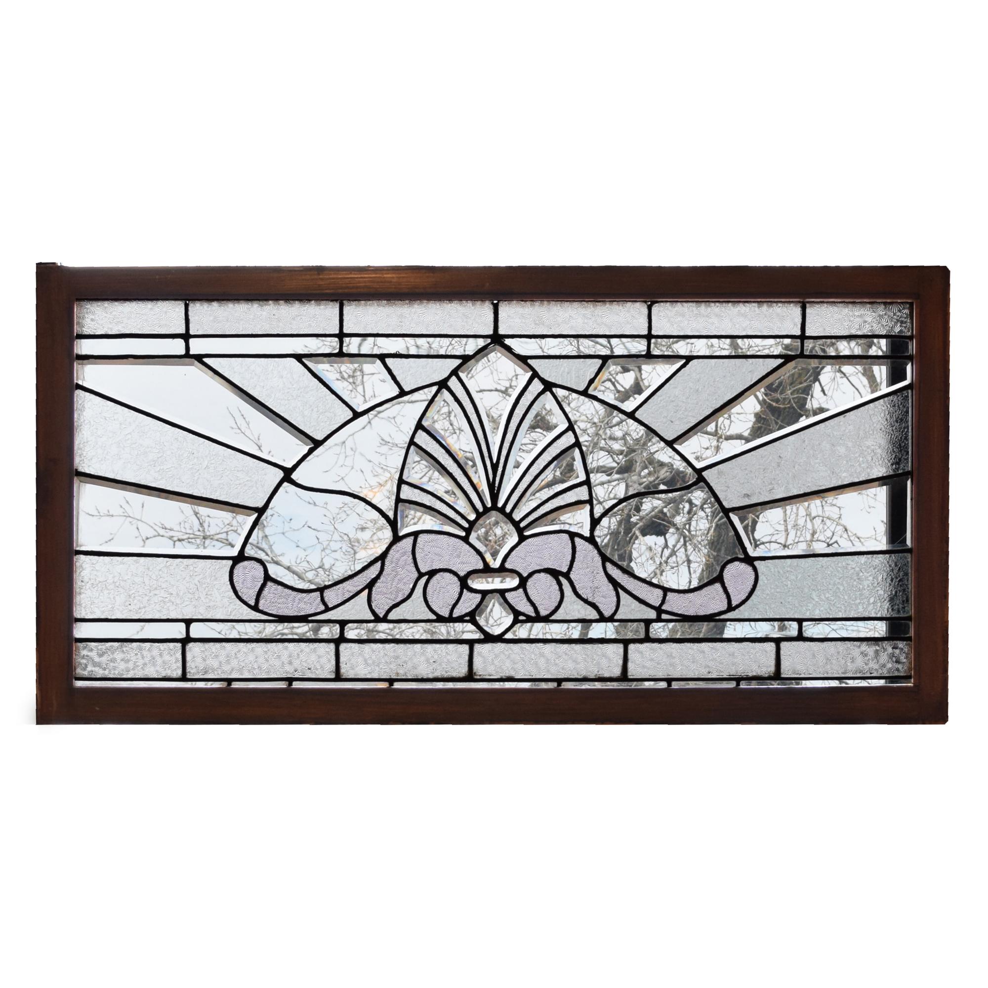 A Leaded Glass Window 48" W x 2" D x 24.5" H — United States, 19th Century