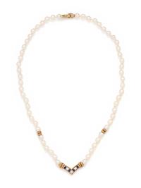CARTIER, CULTURED PEARL, DIAMOND AND SAPPHIRE NECKLACE