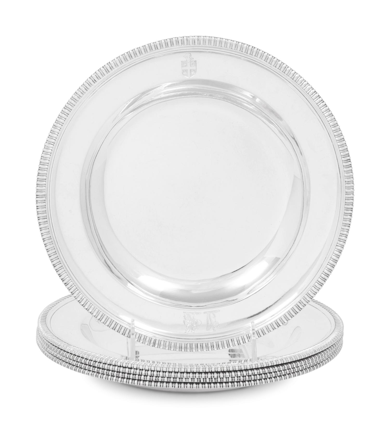 A Set of Five Victorian Silver Chargers
