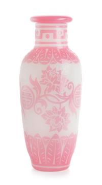 Steuben, 20TH CENTURY, a Chinese pattern rosaline vase