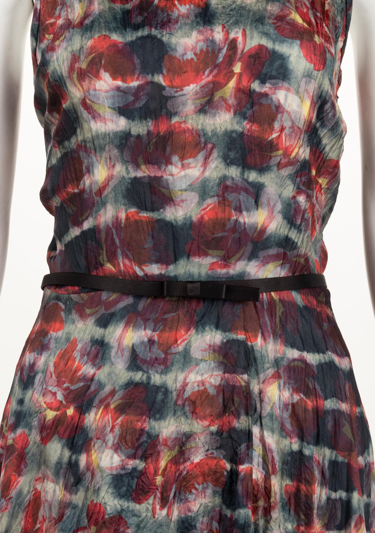 Five Christian Dior Pieces: One Silk Oversized Shirt and Skirt, One Floral Dress with Belt, One Tropical Print Tunic