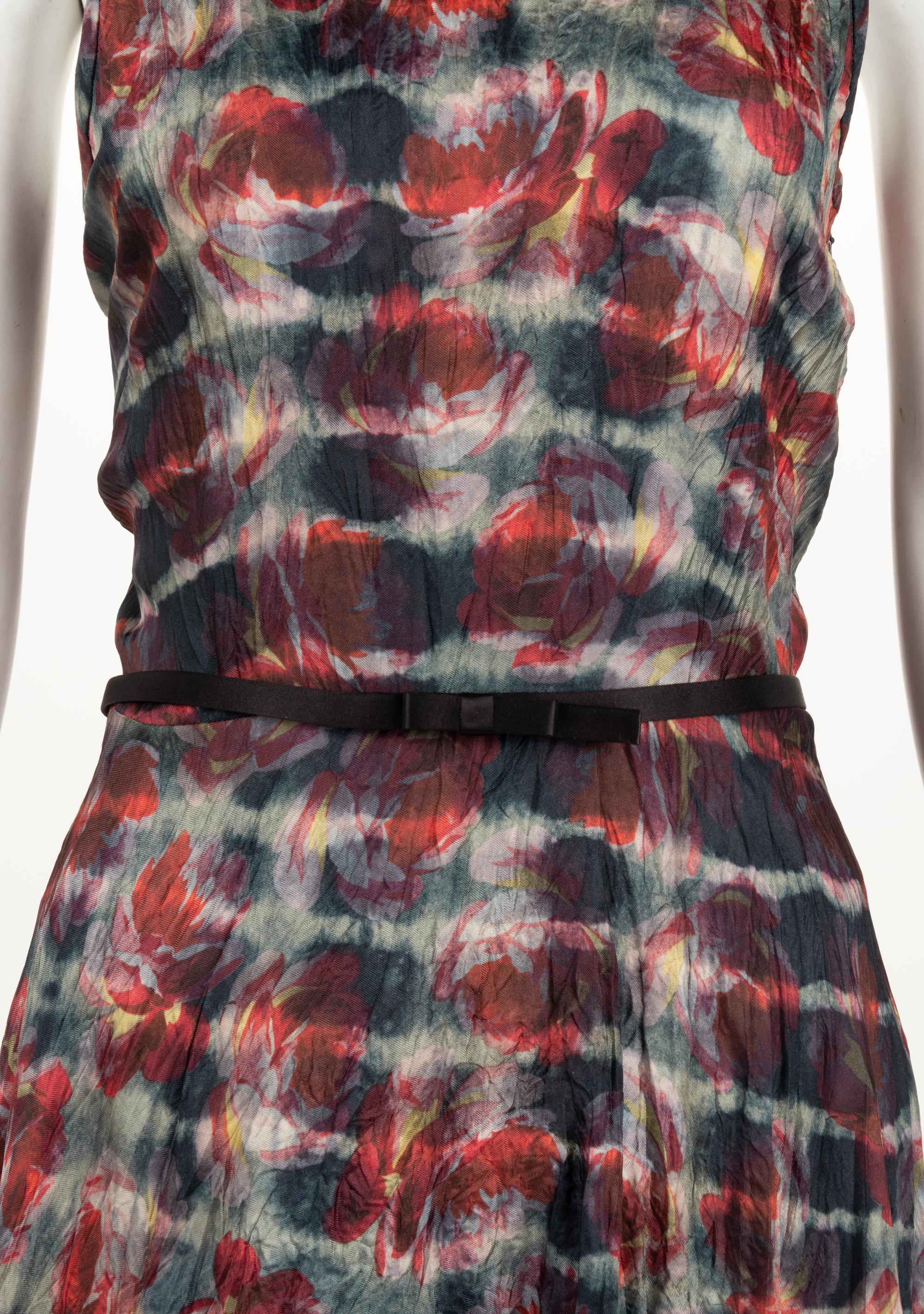 Five Christian Dior Pieces: One Silk Oversized Shirt and Skirt, One Floral Dress with Belt, One Tropical Print Tunic