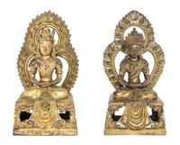 Two Sino-Tibetan Gilt Bronze Figures of Amitayus Height of taller 8 1/2 inches. — LIKELY QIANLONG PERIOD (1735-1796)