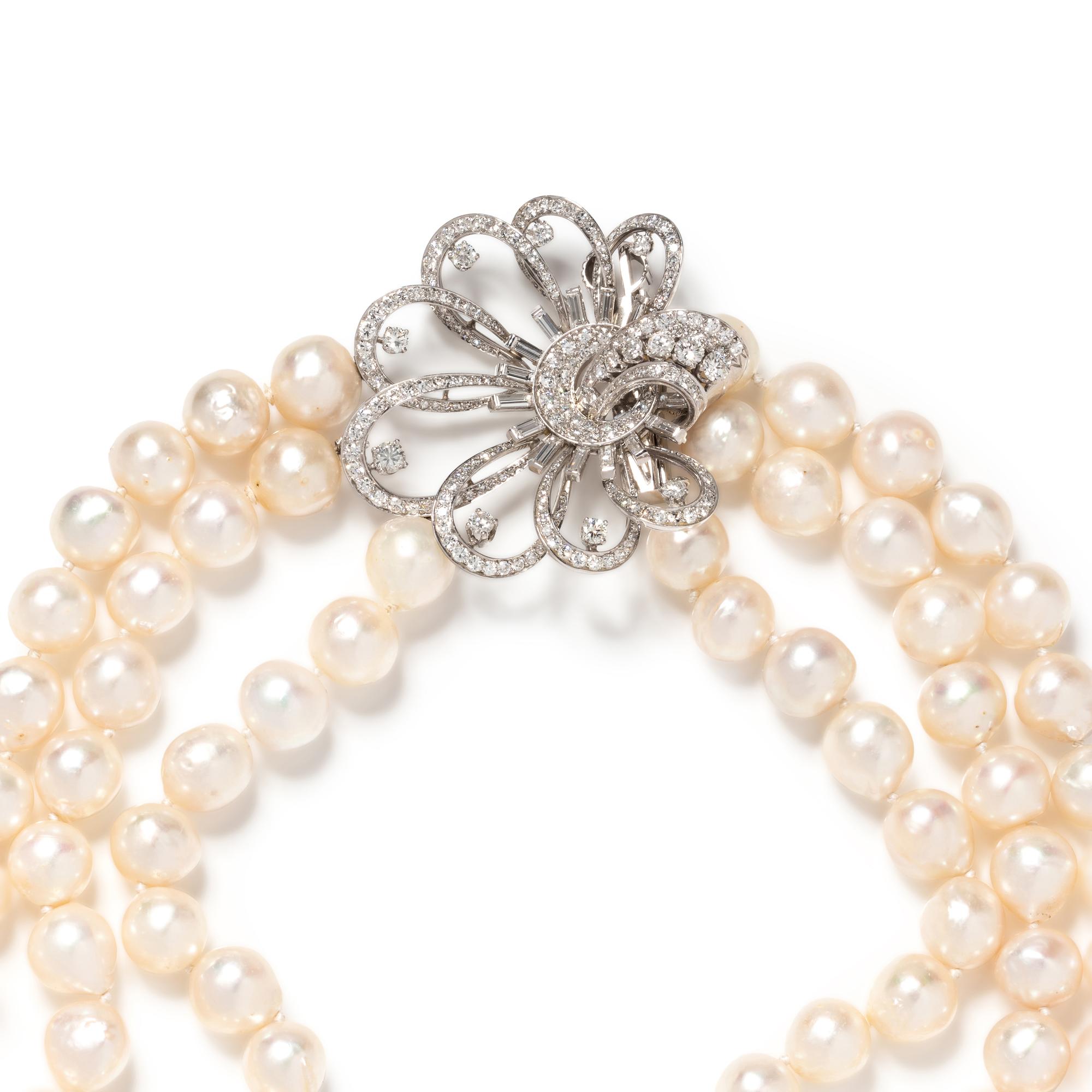 CULTURED BAROQUE PEARL AND DIAMOND NECKLACE