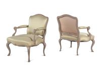 A Pair of Louis XV Style Painted Fauteuils
