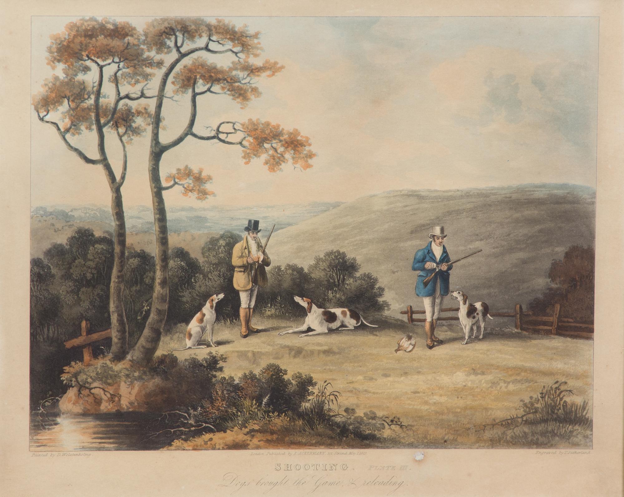 Dean WOLSTENHOLME, after - Thomas SUTHERLAND, engraver Image 10 x 13 inches. Framed 16 1/2 x 19 inches. — Shooting, Plate I-IV