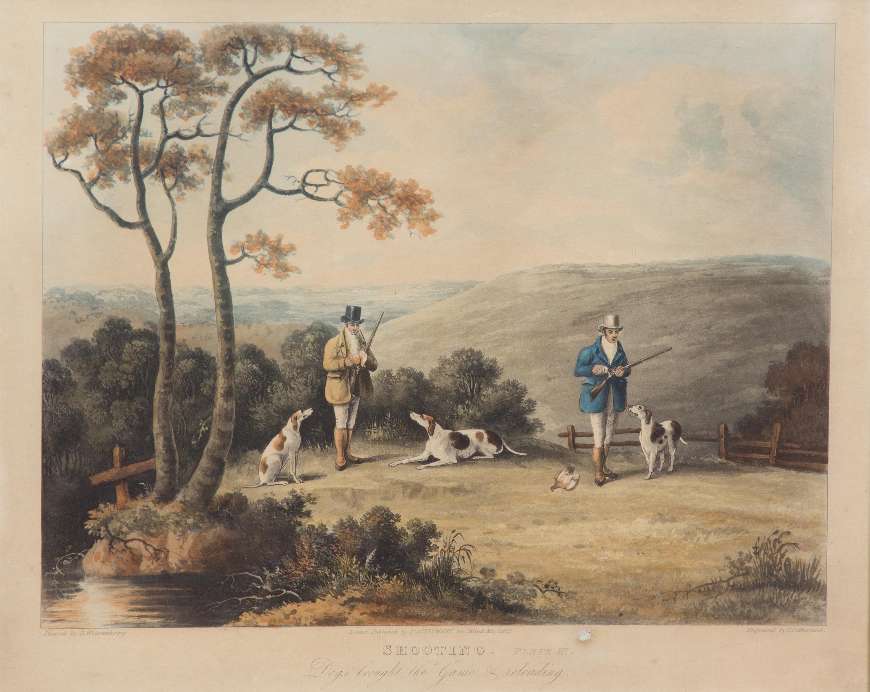 Dean WOLSTENHOLME, after - Thomas SUTHERLAND, engraver Image 10 x 13 inches. Framed 16 1/2 x 19 inches. — Shooting, Plate I-IV