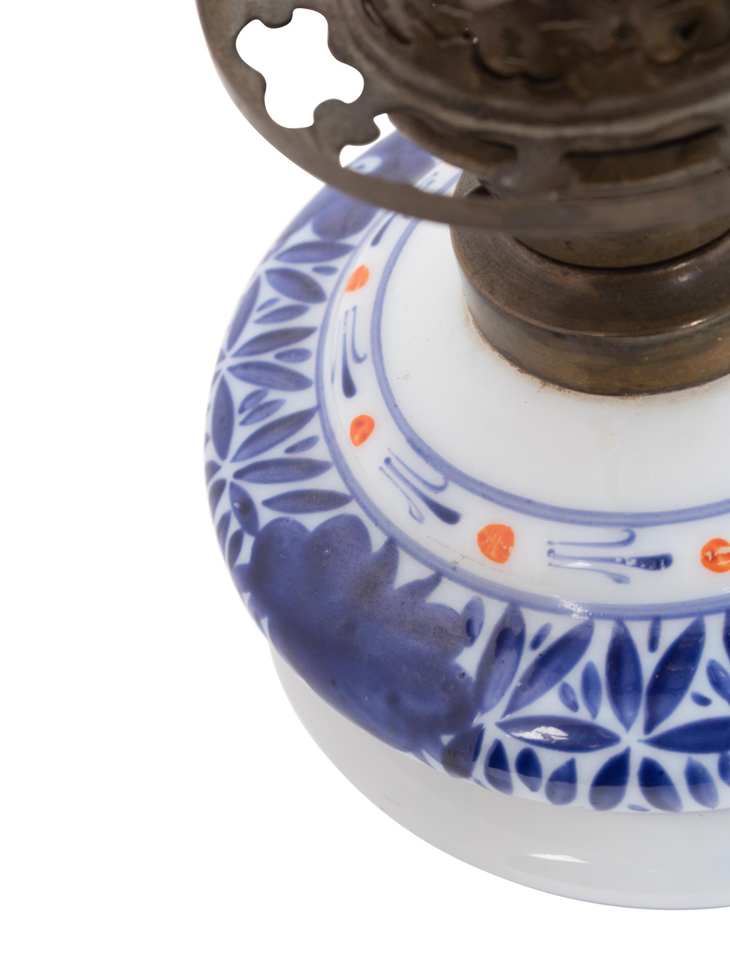 A Pair of Persian Market Opaline Glass Oil Lamps