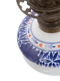 A Pair of Persian Market Opaline Glass Oil Lamps
