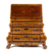 A Dutch Burlwood Slant-Front Desk Height 41 x width 41 x depth 22 inches. — 19TH CENTURY