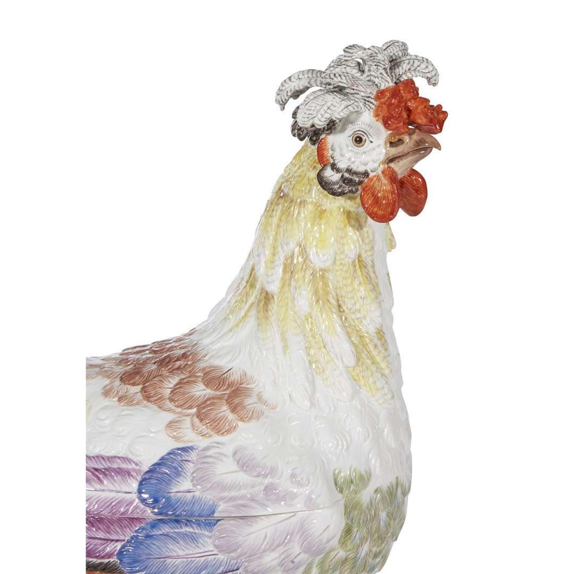 A Meissen porcelain rooster-form box late 20th century