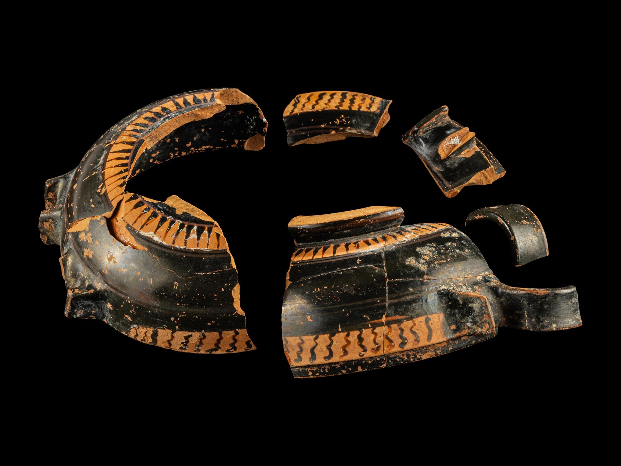 Five Attic Black-Glazed Lekanis Fragments