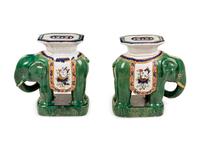 A Pair of Glazed Terra Cotta Elephant Seats