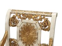 A Pair of Italian Painted and Parcel-Gilt Fauteuils