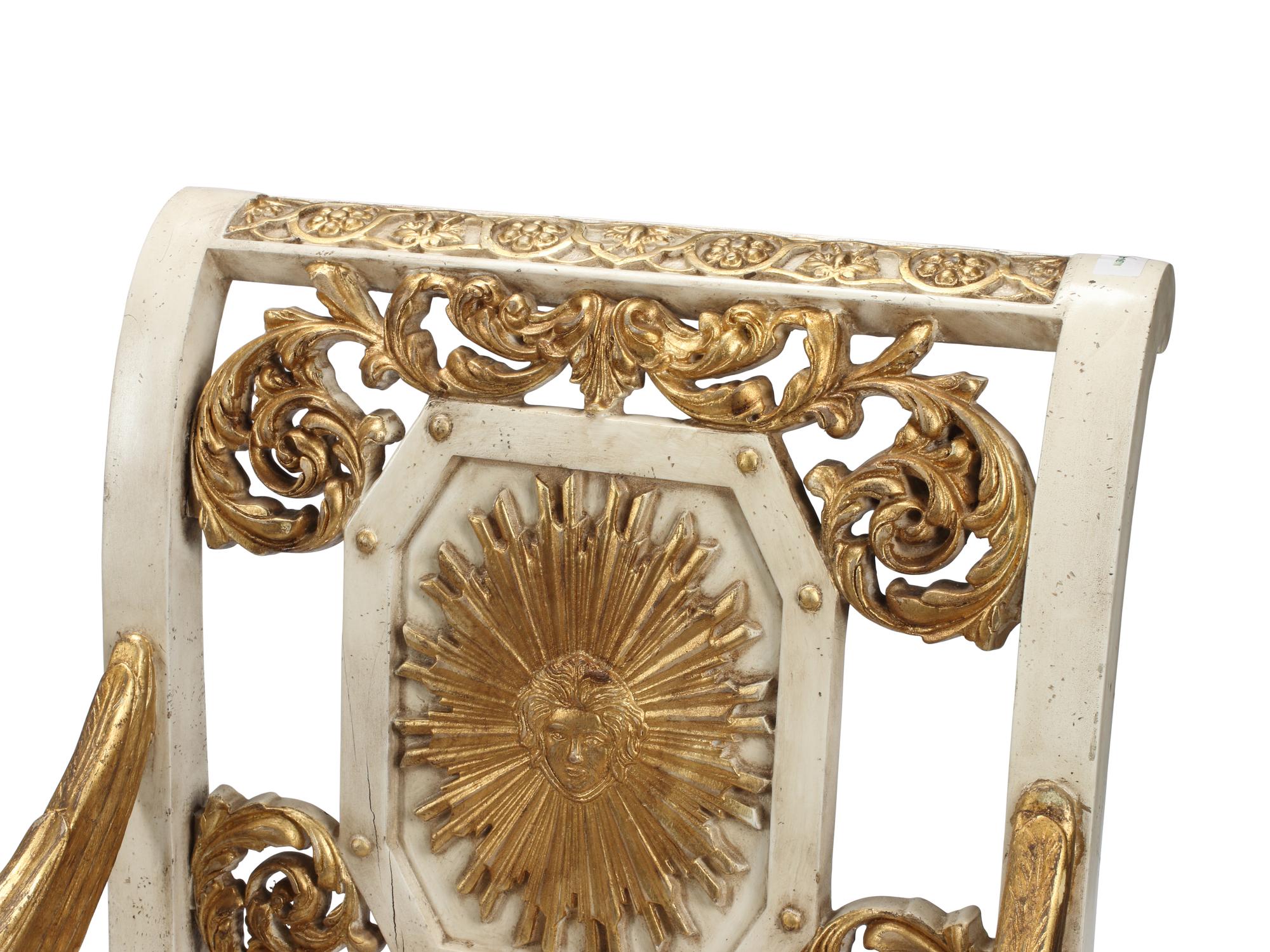 A Pair of Italian Painted and Parcel-Gilt Fauteuils