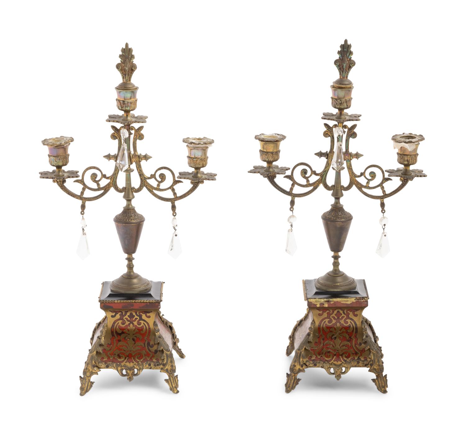 An Assembled Napoleon III Style Gilt Bronze Mounted Boulle Marquetry Clock Garniture