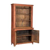 A Federal Red-Stained Pine Step-Back Cupboard