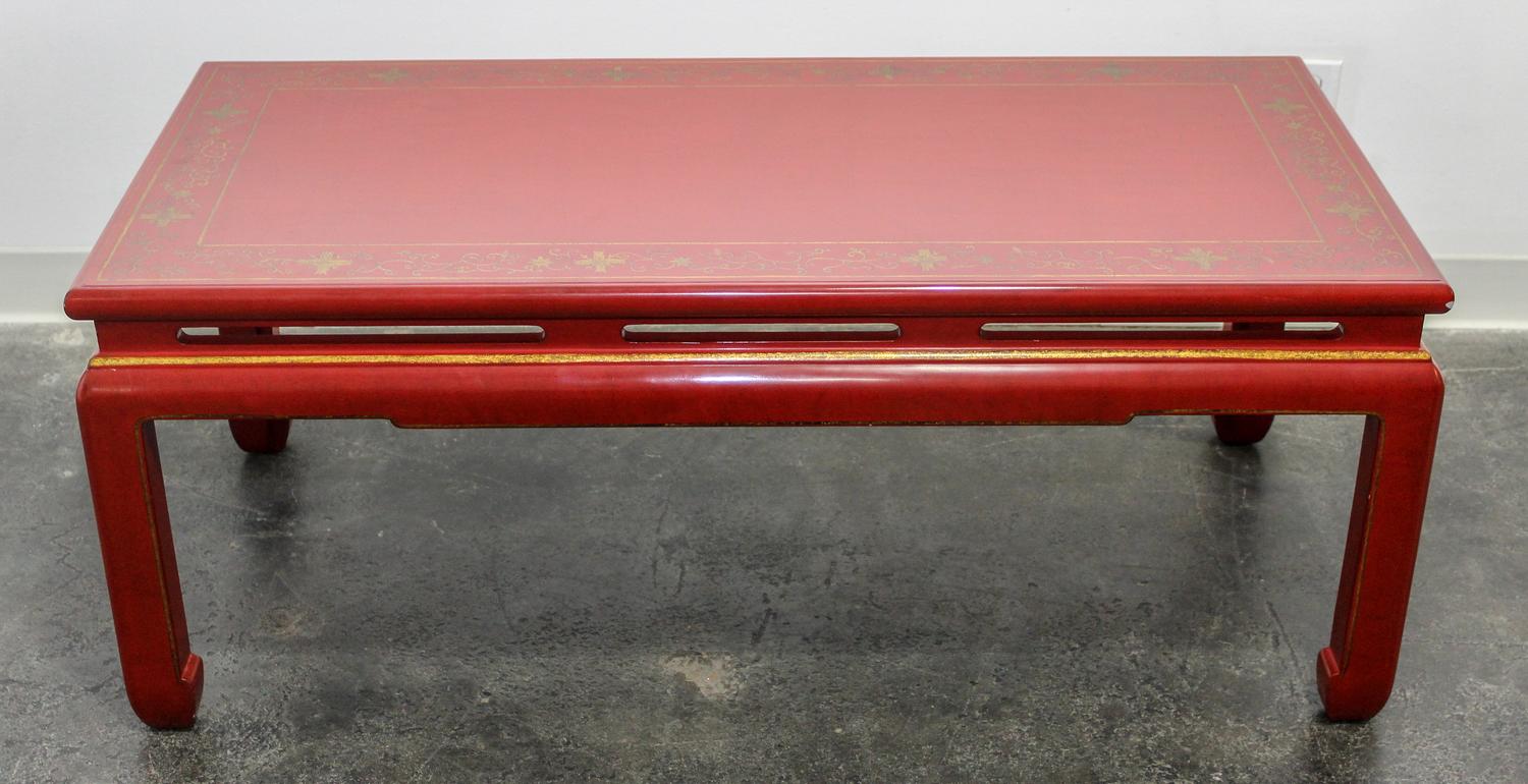 A Chinese Style Lacquered Low Table Height 18 1/2 x width 47 1/4 x depth 23 inches. — LATE 20TH CENTURY