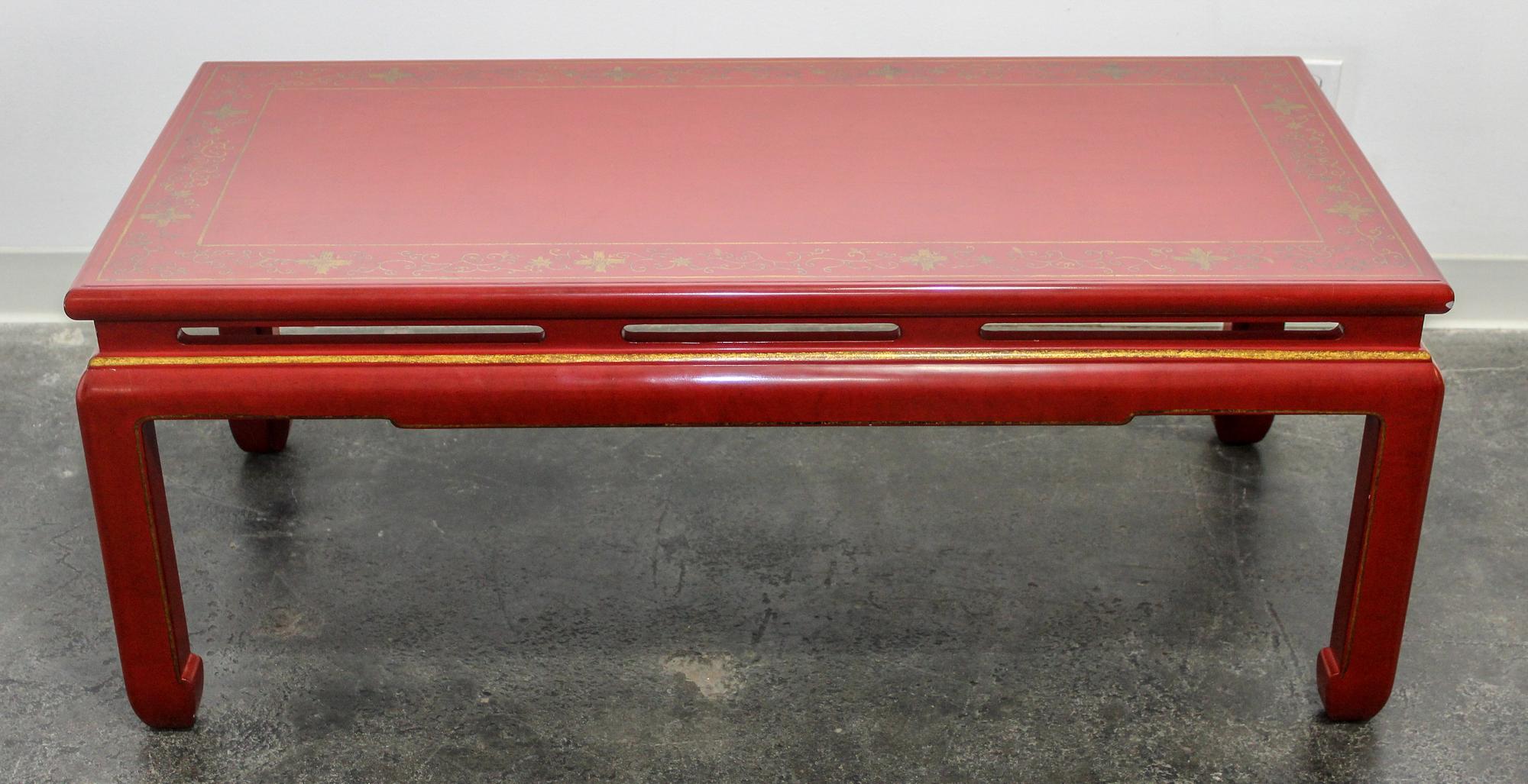 A Chinese Style Lacquered Low Table Height 18 1/2 x width 47 1/4 x depth 23 inches. — LATE 20TH CENTURY