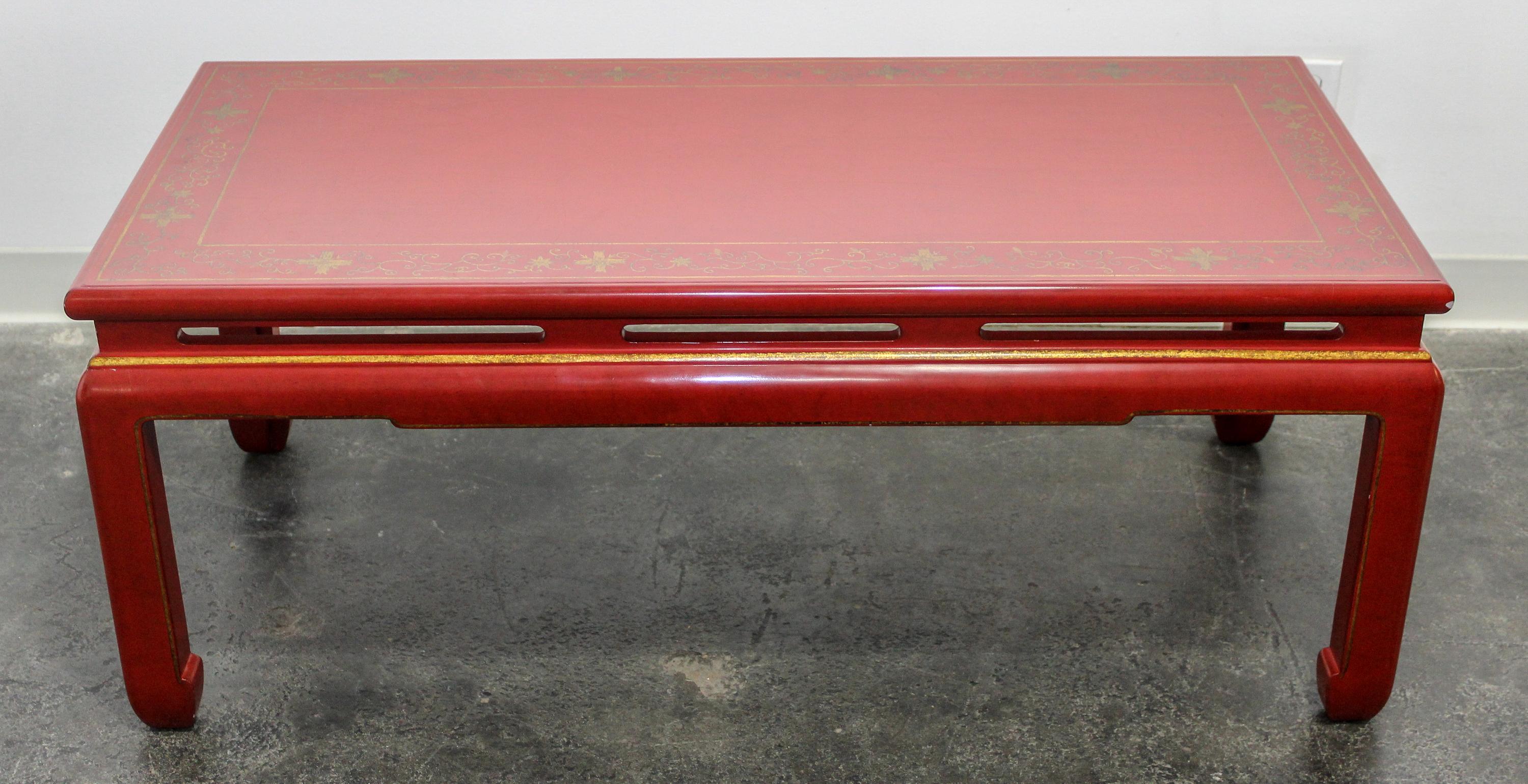 A Chinese Style Lacquered Low Table Height 18 1/2 x width 47 1/4 x depth 23 inches. — LATE 20TH CENTURY