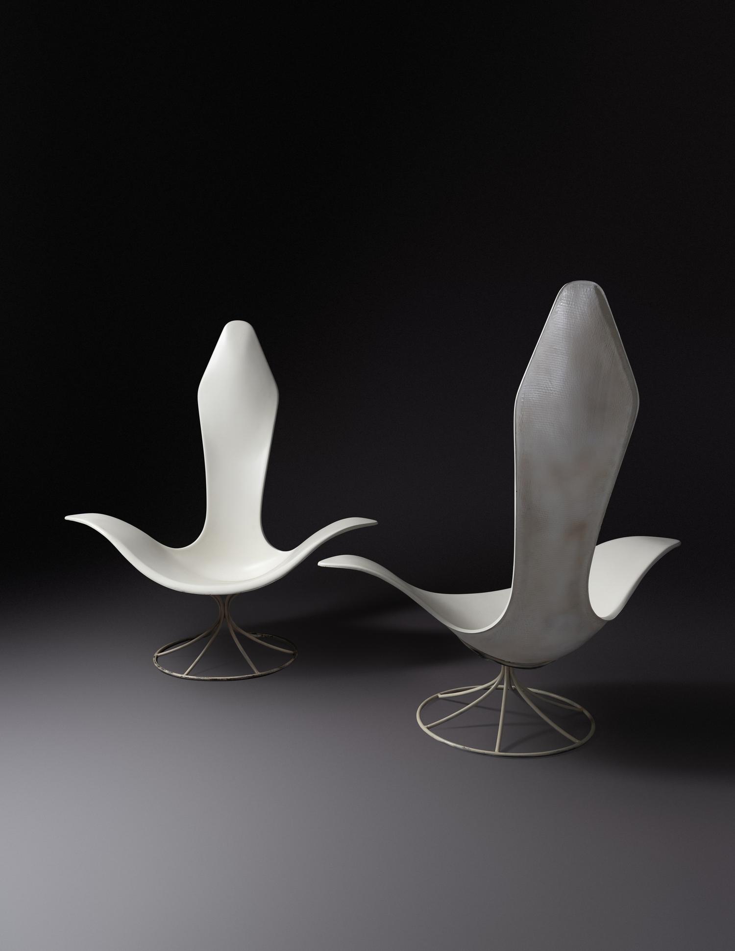 Pair of Tulip Lounge Chairs, model 120 LF, Laverne International, USA