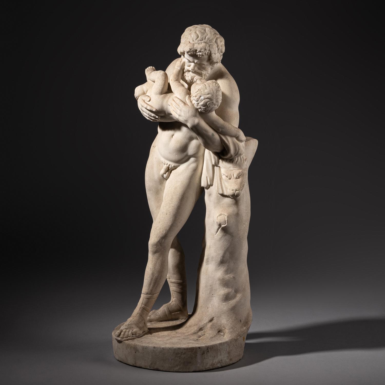 A Grand Tour Marble Group of Silenus and the Infant Bacchus