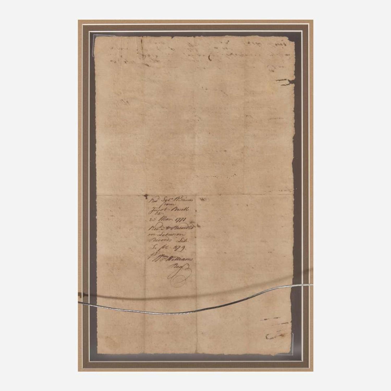 [Declaration of Independence] [Connecticut] Williams, William Partially-Printed Document, signed