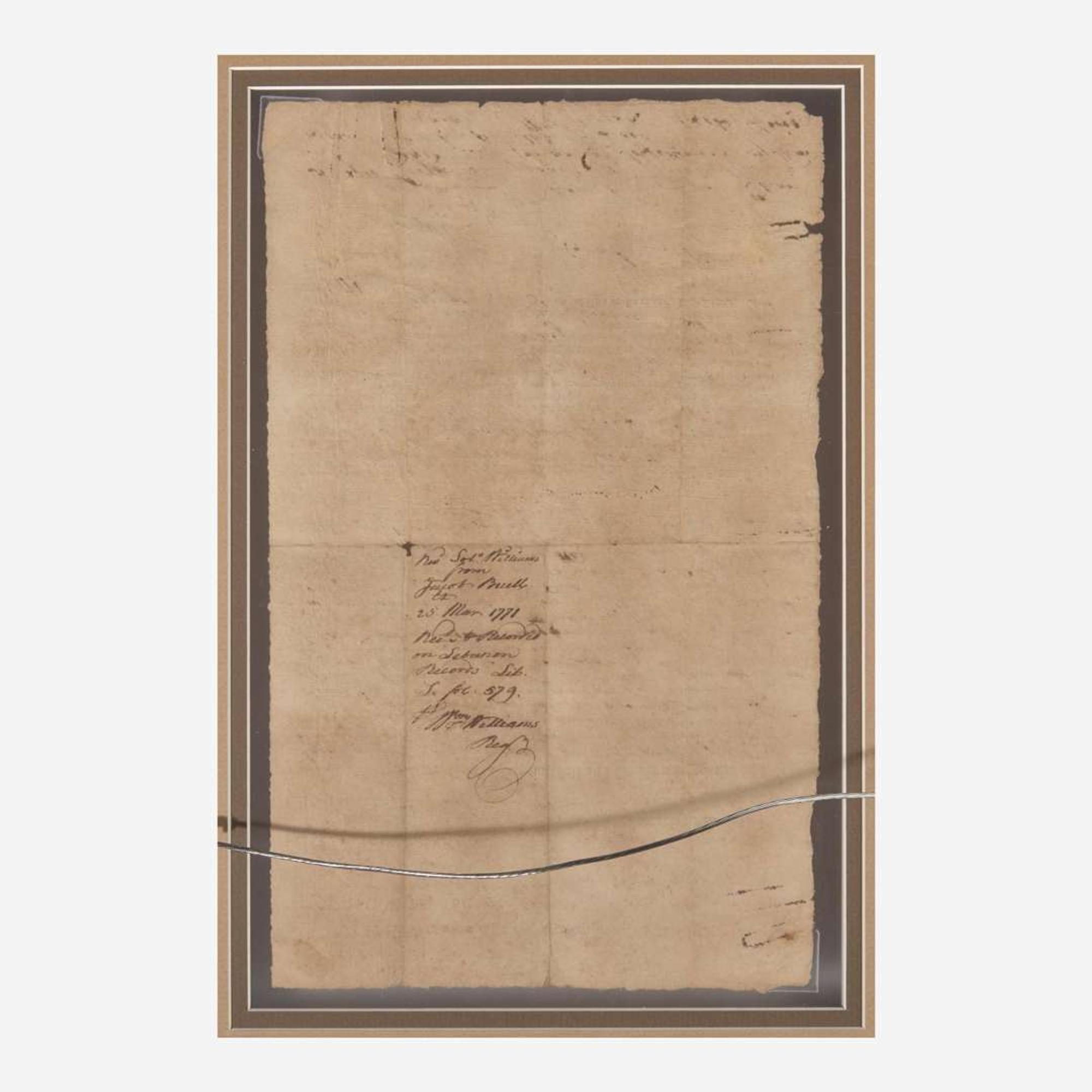 [Declaration of Independence] [Connecticut] Williams, William Partially-Printed Document, signed