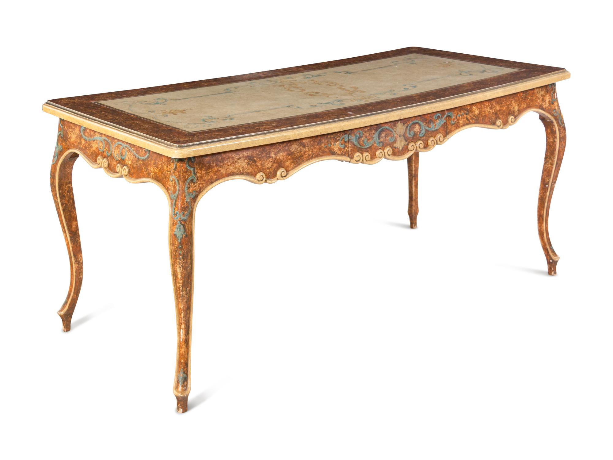 An Italian Faux-Bois and Painted Desk