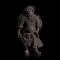 A Japanese Carved Wood "Shoki" Okimono, Signed Hara Shugetsu zo