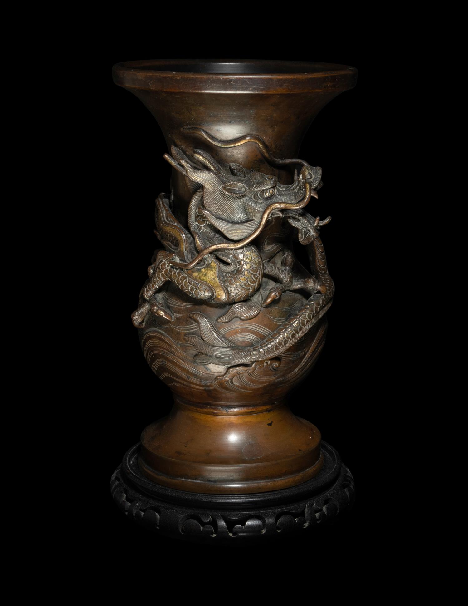 A Japanese Parcel Gilt Bronze Vase