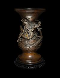 A Japanese Parcel Gilt Bronze Vase