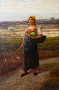 Peasant Girl on Country Lane