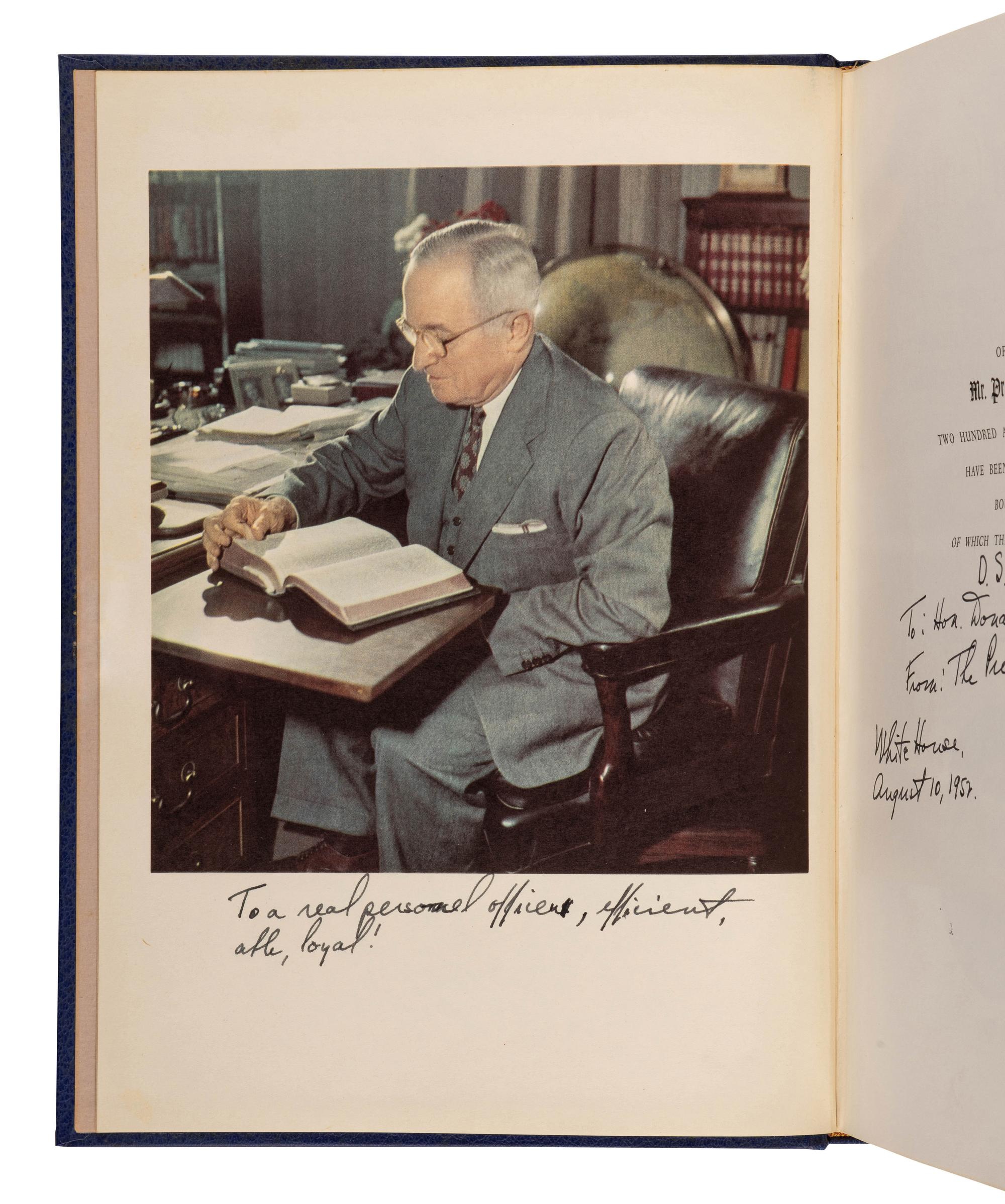 TRUMAN, Harry S. (1884-1972). HILLMAN, William. Mr. President . New York: Farrar, Straus and Young, [1952].