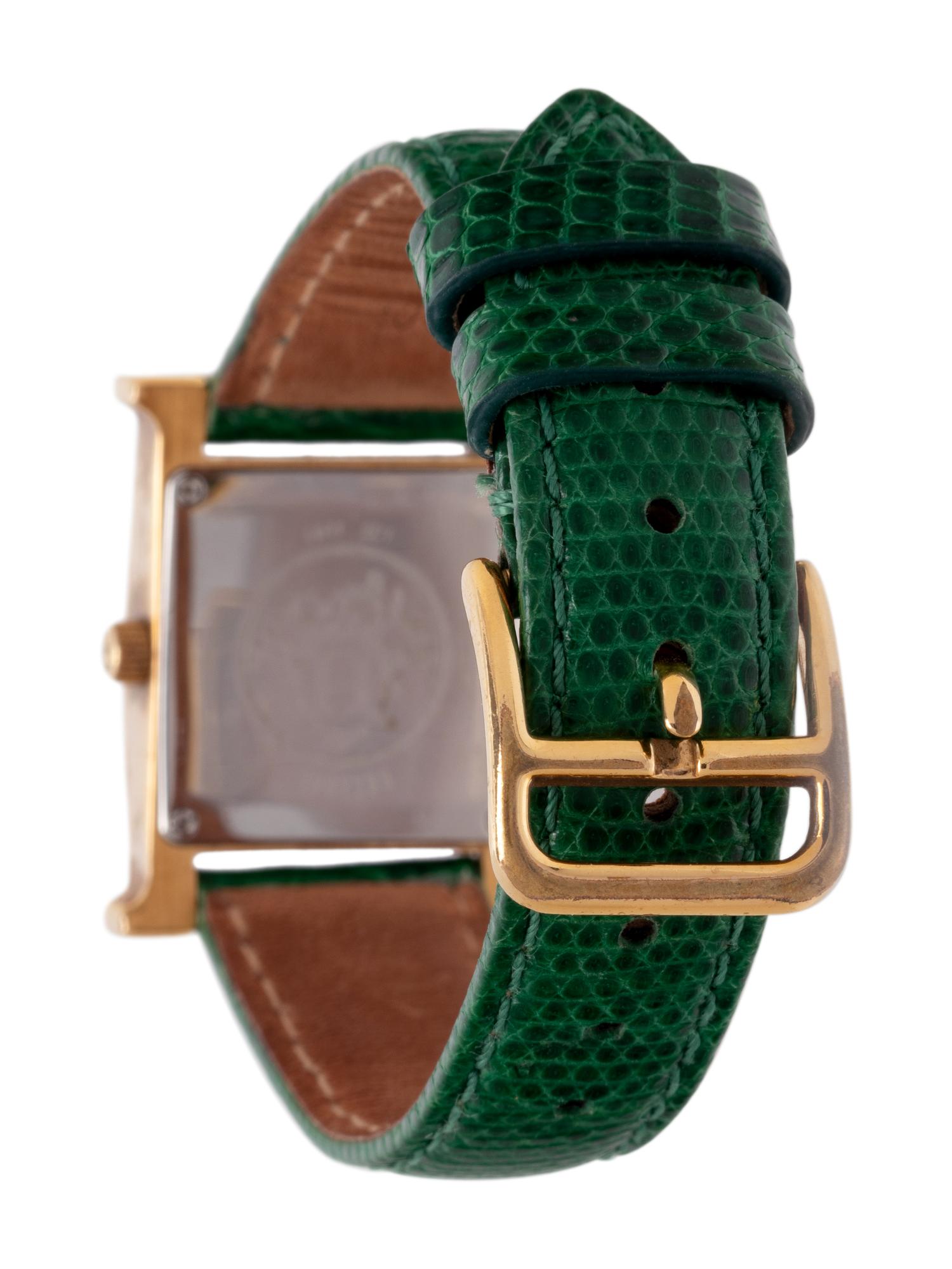 Hermès Heure H Wrist Watch with Lizard Strap