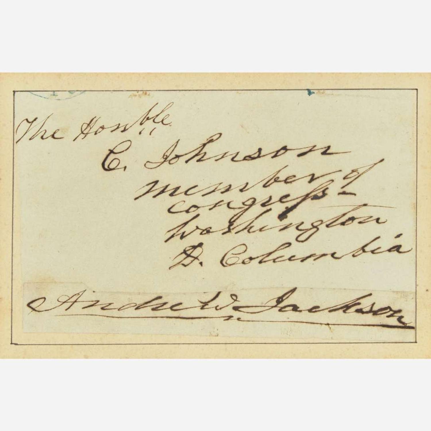 [Presidential] Jackson, Andrew Autograph Envelope with Affixed Cut Signature