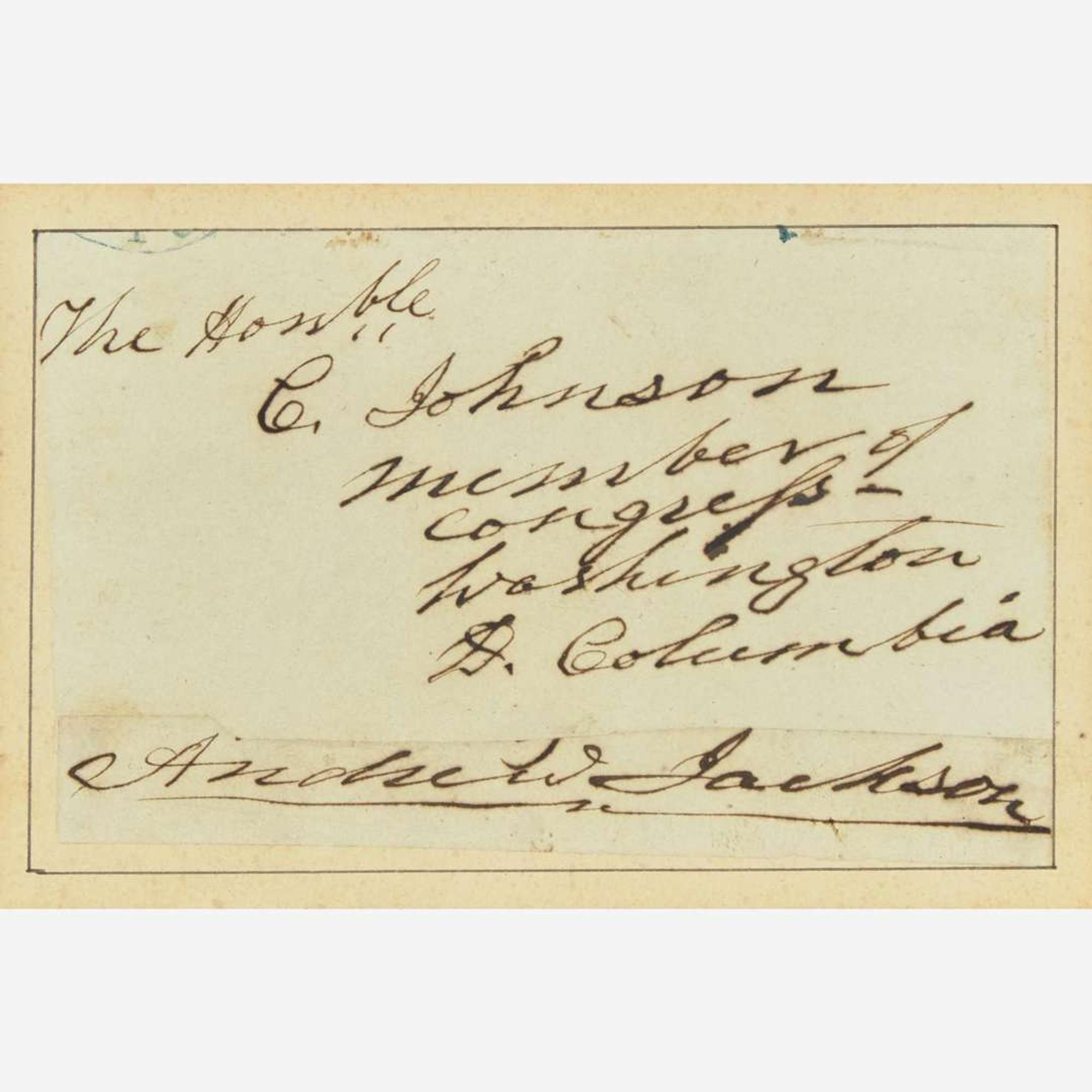 [Presidential] Jackson, Andrew Autograph Envelope with Affixed Cut Signature