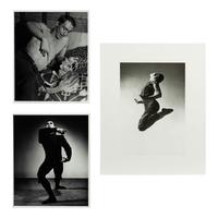 Barbara Morgan (American, 1900–1992) — Three Works ( José Limón, Chaconne , 1944; J osé Limón + Cat in Barbara Morgan Studio , 1944; Merce Cunningham-Totem Ancestor , 1942); printed later