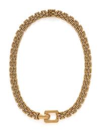 YELLOW GOLD BRICK LINK NECKLACE