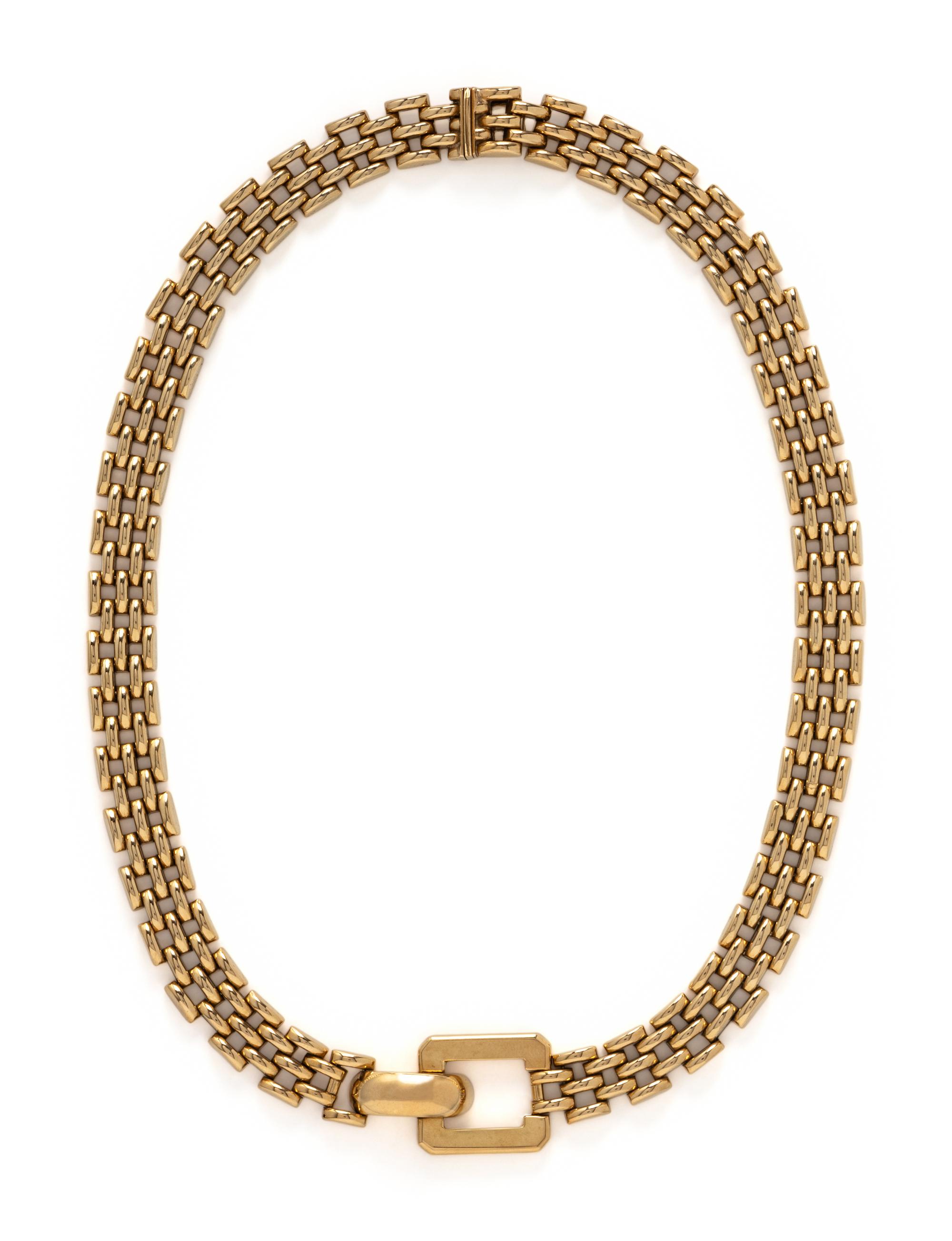 YELLOW GOLD BRICK LINK NECKLACE