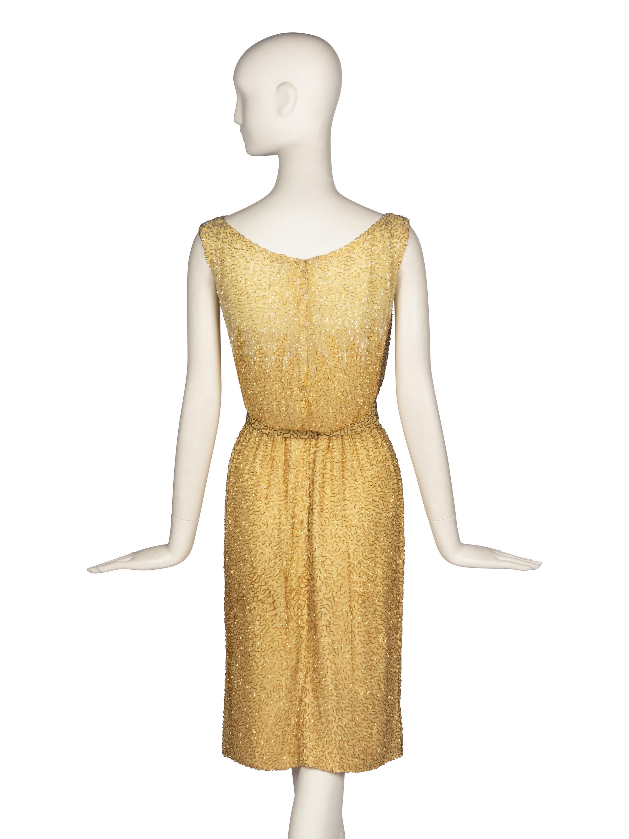 Ceil Chapman Beaded Cocktail Dress,1960s