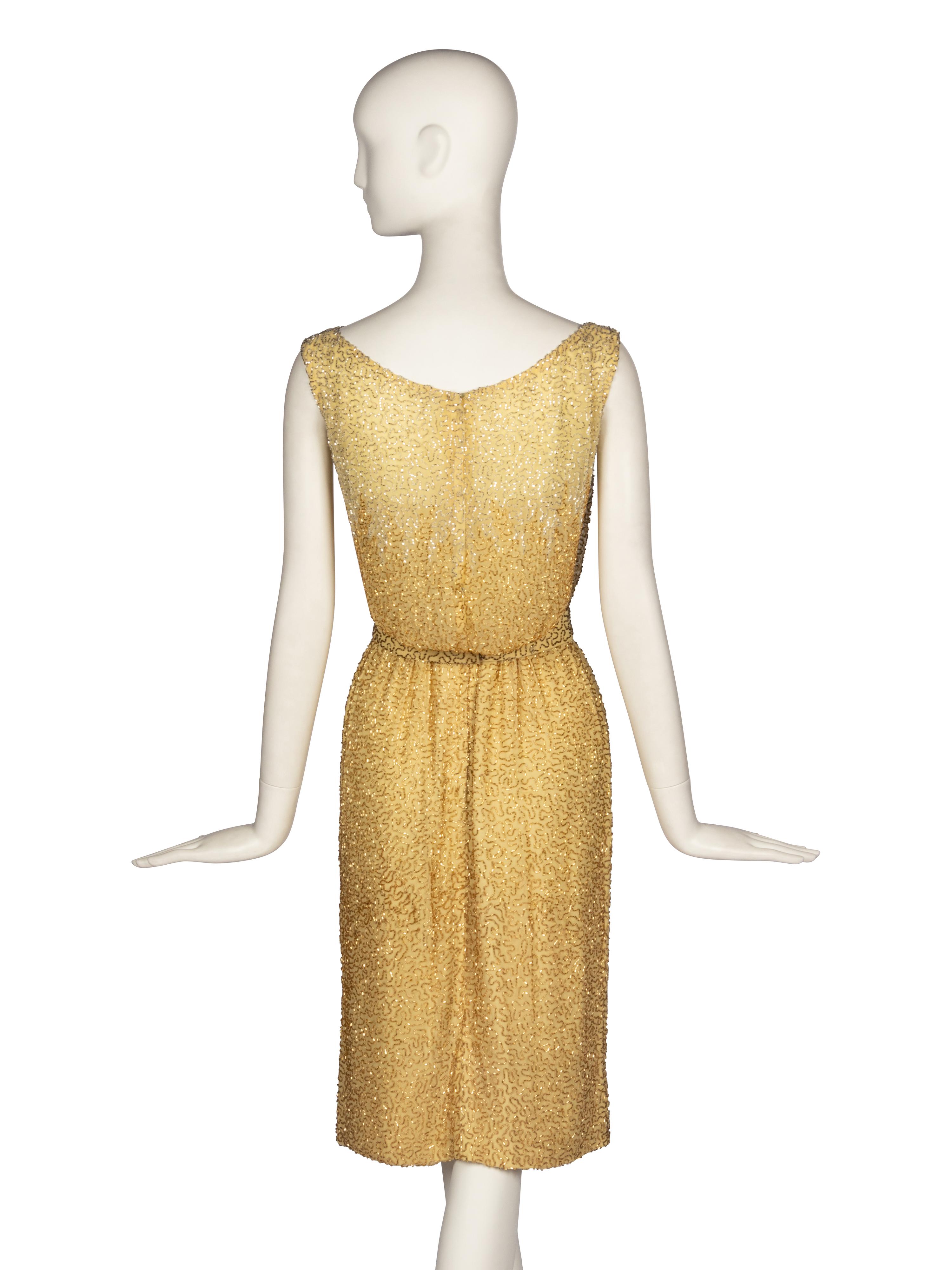 Ceil Chapman Beaded Cocktail Dress,1960s