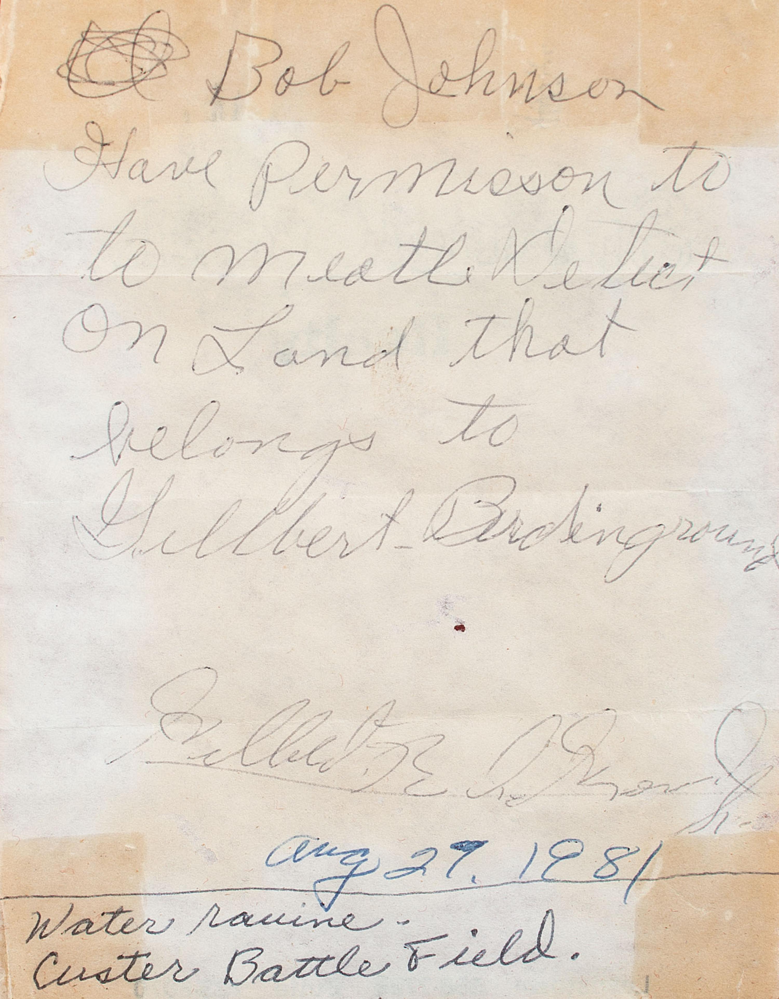 [LATE INDIAN WARS]. Little Bighorn Battlefield relics, incl. shells, buckles, and bullets, found by Bob and Donella Johnson in 1981.