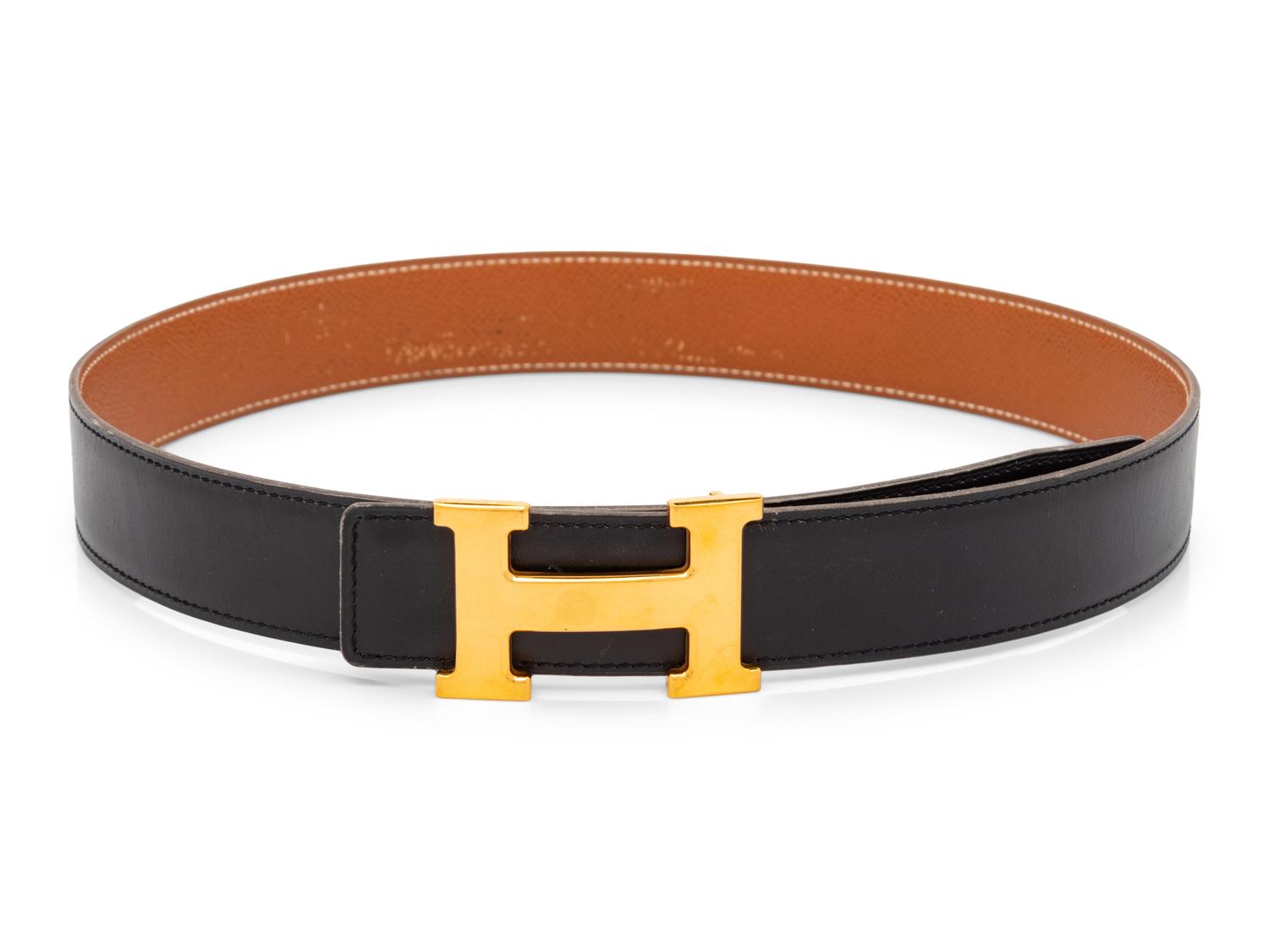 Hermès, Constance Gold Belt Buckle & Two Leather Belts