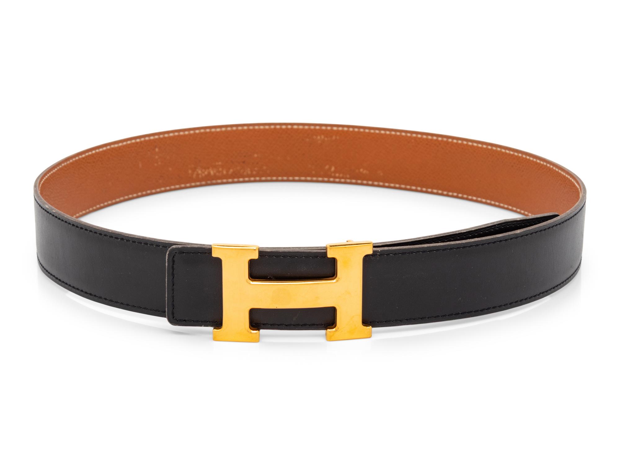 Hermès, Constance Gold Belt Buckle & Two Leather Belts