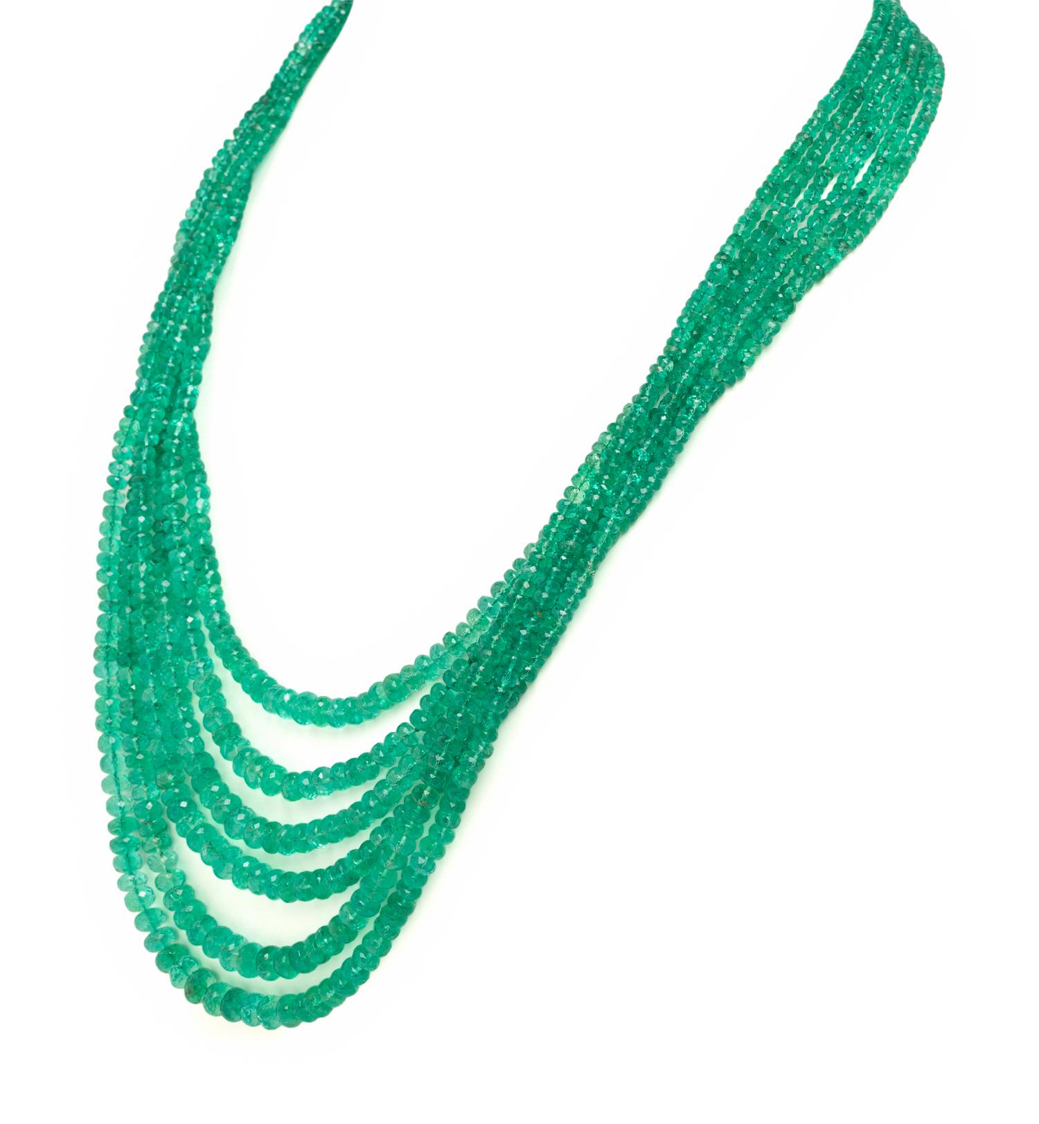 DAVID WEBB, EMERALD AND DIAMOND NECKLACE