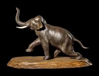 A Japanese Bronze Okimono of an Elephant