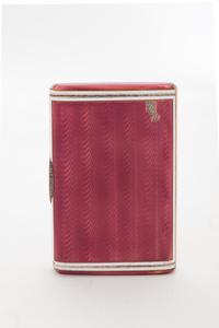 A Russian Silver, Guilloché Enameled and Diamond-Inset Cigarette Case