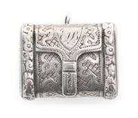 A George III Silver Vinaigrette, Likely John Shaw, Birmingham, 1793, the case worked to appear as a satchel with floral decorated borde